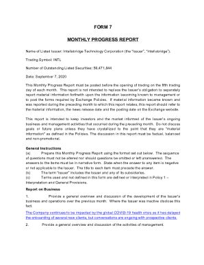 Fillable Online Intl Cse Form Monthly Progress Report September