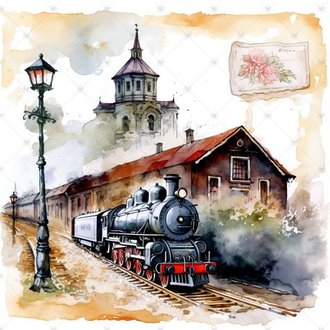 Vintage Train Station Postcard Clipart Bundle 10 High Quality - Etsy