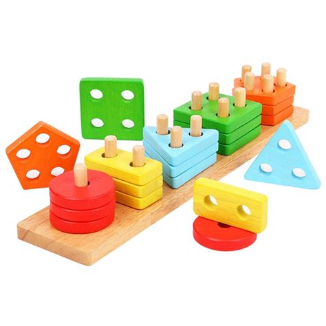 Wooden Sorting Stacking Color Learning Toy Educational Etsy