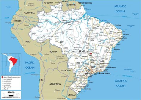 Brazil Highway Map Map Of Brazil Highway South America Americas