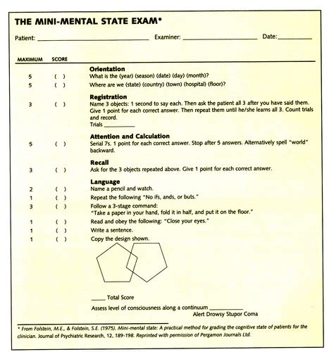 Mini Mental State Examination Mmse Example Free Pdf Off