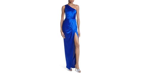 Sau Lee Preston One Shoulder Satin Gown In Blue Lyst