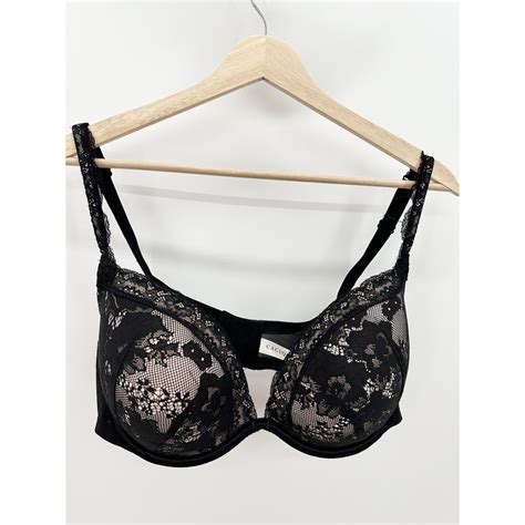 Cacique Black Nude Lace Bold Plunge Hook Eye Bra Wo Gem