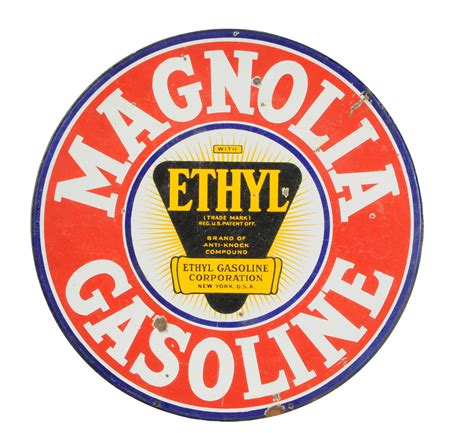 Lot Detail Magnolia Gasoline W Ethyl Logo Porcelain Sign