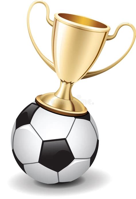 Gold Shiny Trophy Cup On Top Of Soccer Ball Royalty Free Stock ...