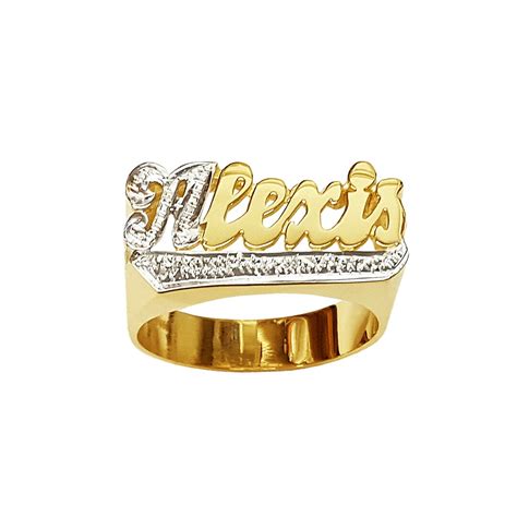 Custom Gold Name Ring Solid Gold 10k or 14k Fine Jewelry Sparkling ...