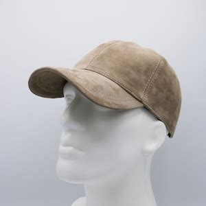 Beige Suede Leather Baseball Cap Hatsquare Leather Baseball Hat