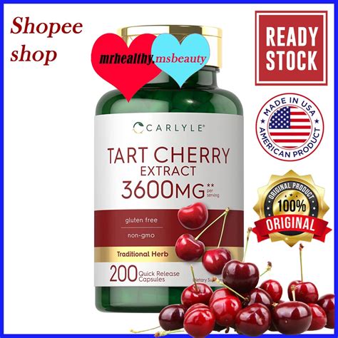 Tart Cherry Extract Capsules 200 Count Non Gmo And Gluten Free Formula By Carlyle Shopee