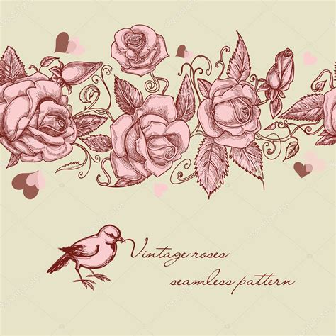 Vintage Roses Seamless Pattern — Stock Vector © Danussa 8134417