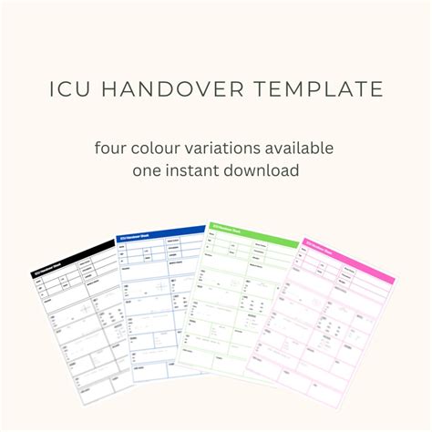 Icu Critical Care Nurse Handover Sheet Printable Template Etsy