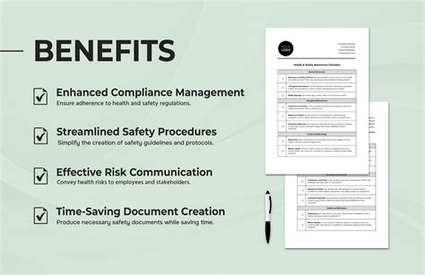 Health & Safety Awareness Checklist Template in Word, PDF, Google Docs ...