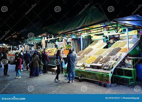 Food Souks On Jemaa El Fnaa In Marrakesh In Morocco Editorial