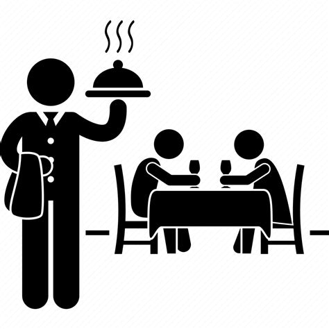 Attendant Customers Dining Meal Restaurant Serving Waiter Icon