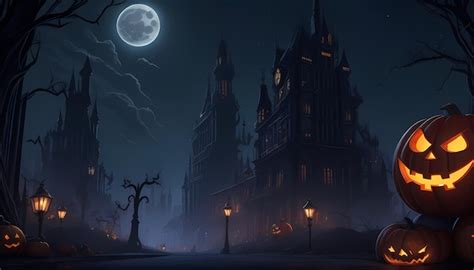 Premium AI Image | a spooky castle with a full moon in the background.