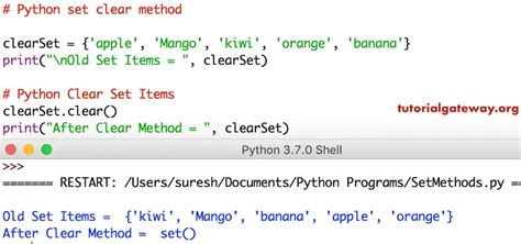 Python Set Clear Method