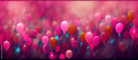 Bright pink background with birthday balloons. Stock Illustration ...