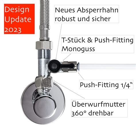 Absperrhahn Absperrventil Adapter T Stück 3 8 AG x 1 4 QC x 3 8 ÜM zum