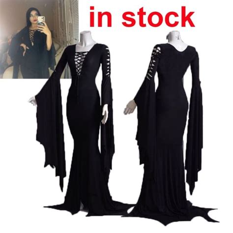 (in stock) Morticia Addams cosplay costume plus size Morticia Addams ...