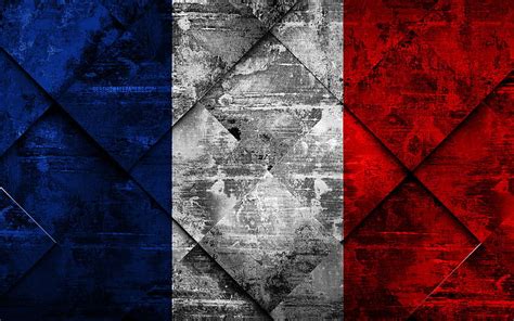 Bandera De Francia Arte Grunge Textura Grunge Rombo Bandera Francesa