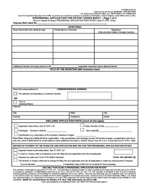 Fillable Online Provisional Application Transmittal Form