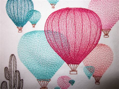 Embroidered Hot Air Balloon Kitchen Towel Southwest Hot Air Etsy