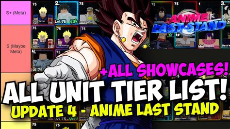 Upd All Unit Tier List In Anime Last Stand All Showcases Vegito