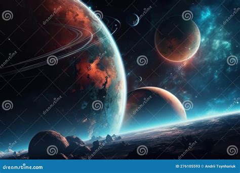 Paisaje Espacial Con Estrellas Y Planetas Belleza Del Espacio Profundo