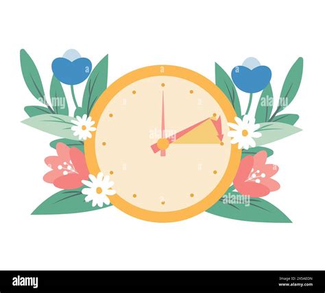 Spring Forward Concept In Flat Style Change Clock Forward One Hour