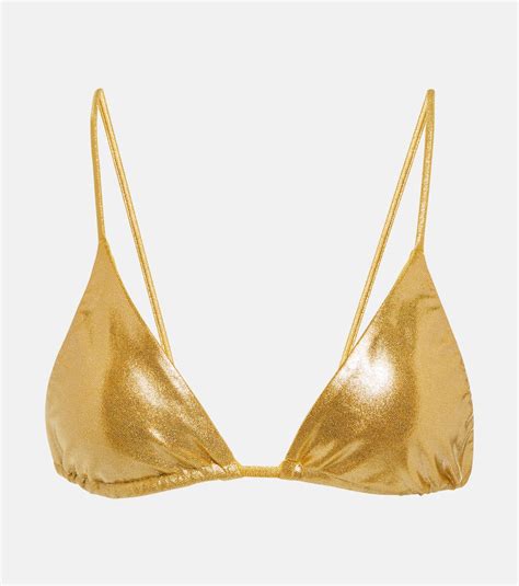 Via Triangle Bikini Top In Gold Jade Swim Mytheresa