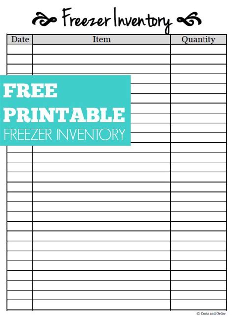 Printable Food Inventory Template