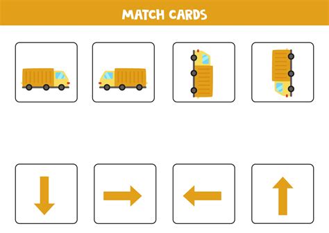 Left, right, up or down. Spatial orientation with cartoon truck ...