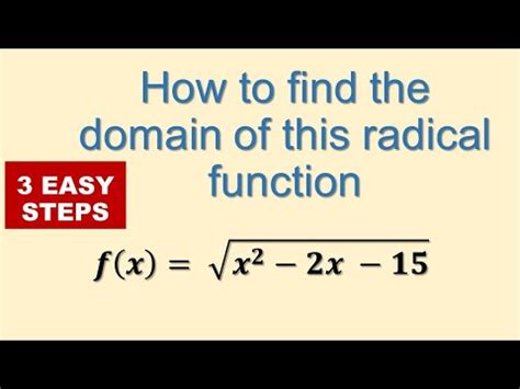 Easy Steps To Find The Domain Of A Radical Function Youtube