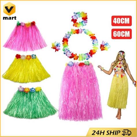 40 60cm Hawaiian Grass Skirts Beach Plastic Fibers Hula Skirt Hawaiian Weeding Birthday Tropical