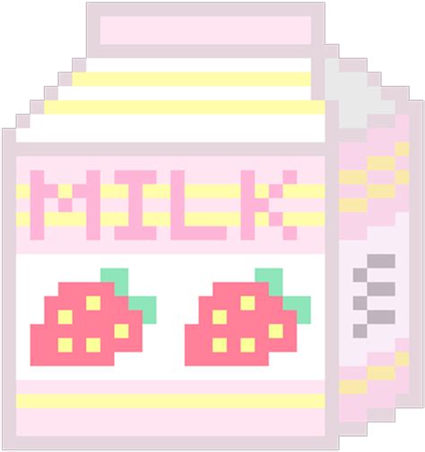 Download Kawaii Transparent Pixels Strawberry Milk Pixel Art