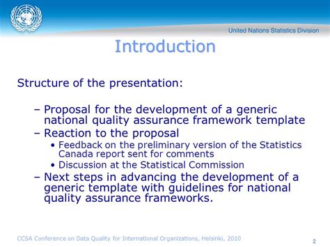 Towards A National Quality Assurance Framework The Un Statistical