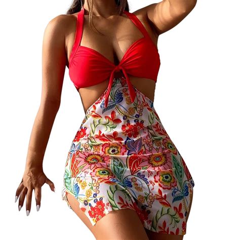 Womens Bikinis Sexy Fashion Strap Wrap Pad High Waist Prints Bikini Set