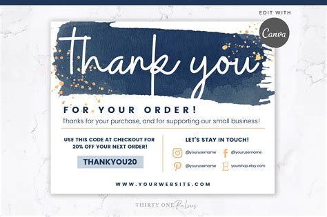 Thank You Order Card for Canva Graphic by Thirty One Palms Studio