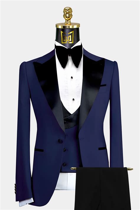 Navy Blue Peak Lapel Tuxedo 3 Piece Gentleman S Guru