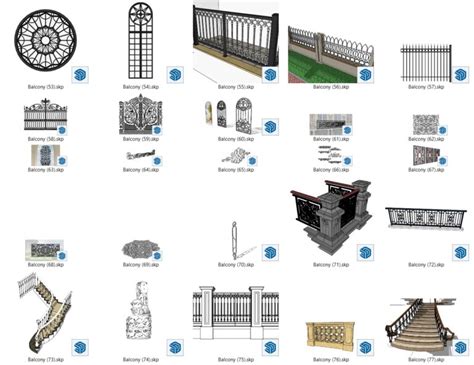 7293. Free Sketchup Railing Model Download