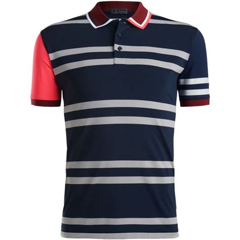 G Fore Variegated Stripe Tech Jersey Rib Collar Slim Fit Golf Polo