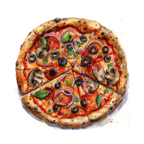 12 JPG Pizza Food Clipart, Animals Clipart, Printable Watercolor Pizza ...