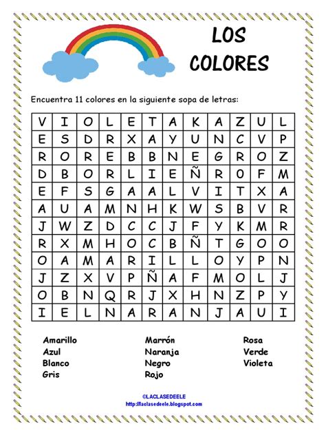 Sopa De Letras Colores Pdf Pdf