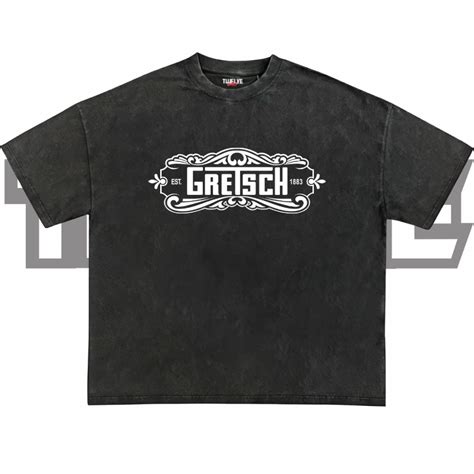 Jual Gretsch Guitar Logo Oversize T Shirt Wash Hitam Kaos Aesthetic