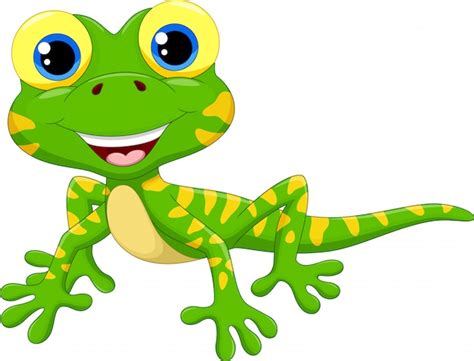 Dibujos Animados Lindo Lagarto Vector Premium