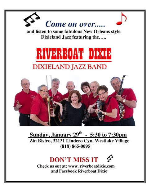 Riverboat Dixieland Jazz Band Returns to Zin Bistro