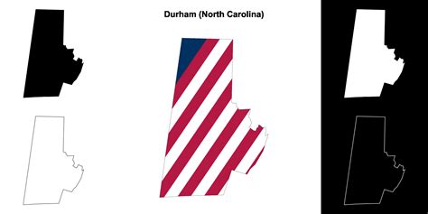 Durham County North Carolina Outline Map Set Vector Art At