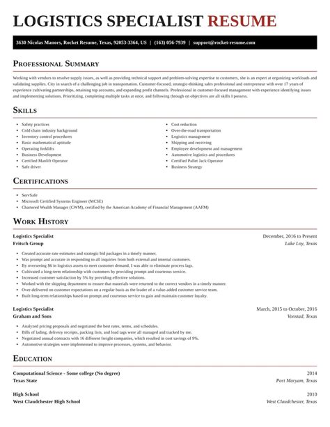 Logistics Resume Template