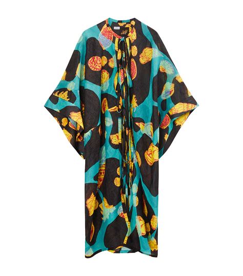 Loewe Black X Paulas Ibiza Shell Print Kaftan Harrods Uk