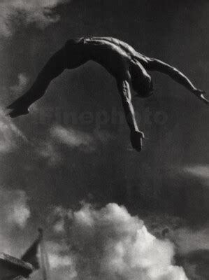 Vintage Diver Mid Air By KARL OESER Semi Nude Male Physique Photo