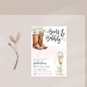 Boots Bubbly Bridal Shower Invitation Zazzle